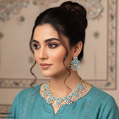 PNSH227 SDQ Round Pear Necklace Set