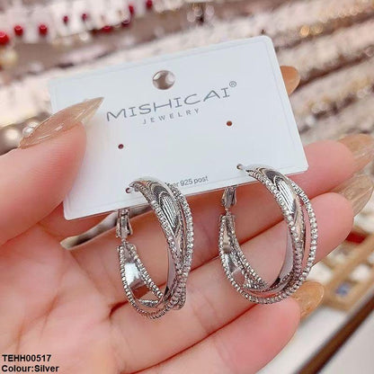 TEHH00517 YHC Round Triple Layer Hoops Pair - TEHH