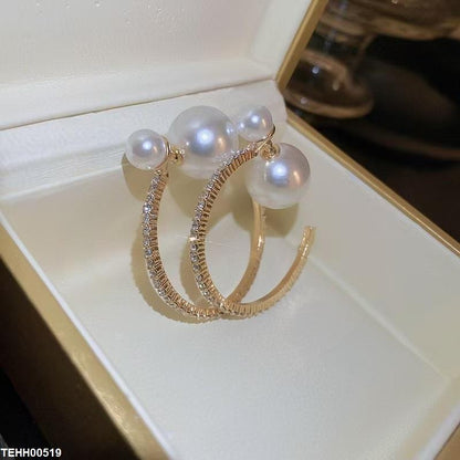 TEHH00519 YHC Pearl Round Hoops Pair - TEHH