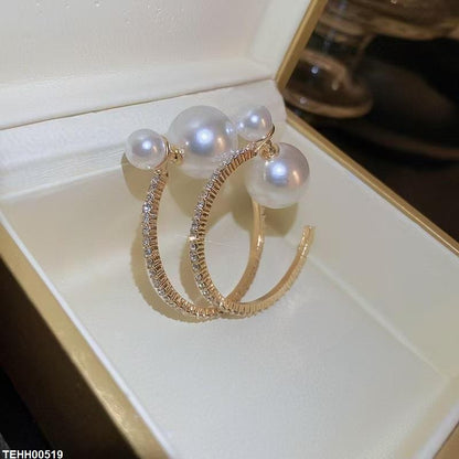 TEHH00519 YHC Pearl Round Hoops Pair - TEHH