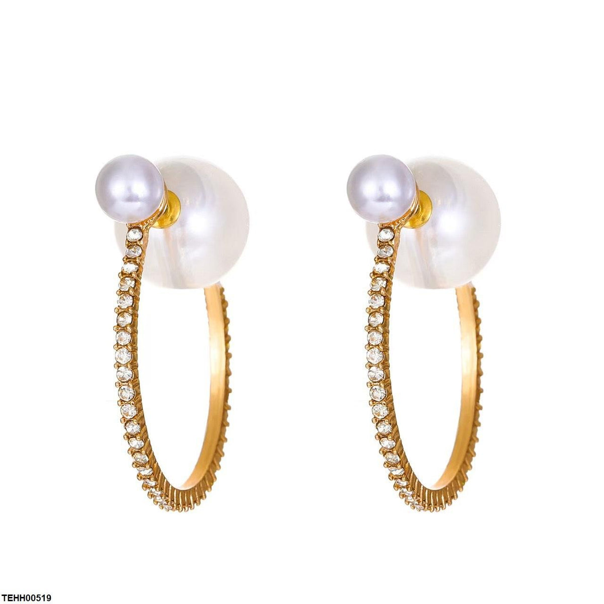 TEHH00519 YHC Pearl Round Hoops Pair - TEHH