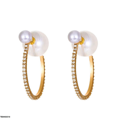 TEHH00519 YHC Pearl Round Hoops Pair - TEHH
