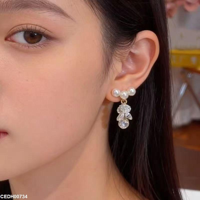 CEDH00734 YHC Pearl Diamond Drop Earrings - CEDH