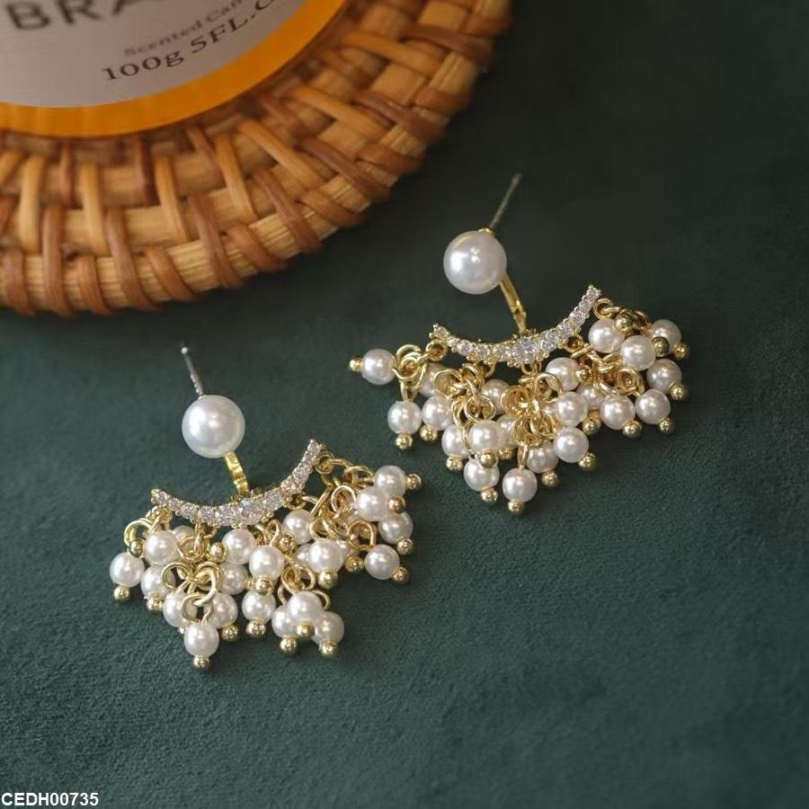 CEDH00735 YHC Crown Pearl Drop Earrings - CEDH