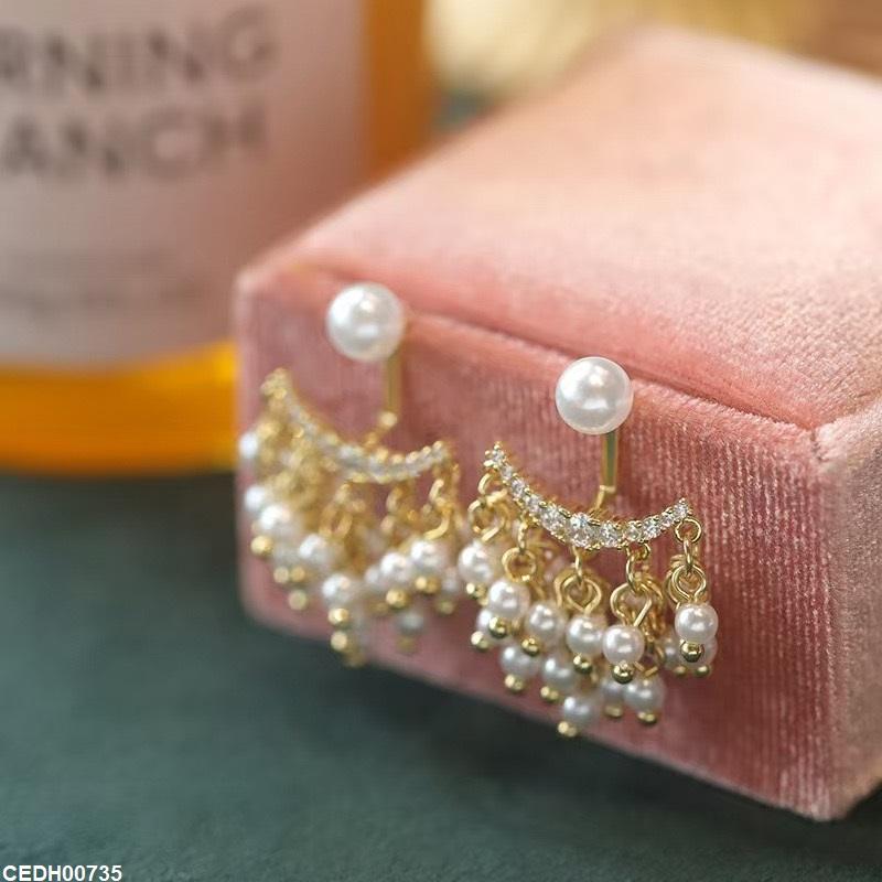 CEDH00735 YHC Crown Pearl Drop Earrings - CEDH