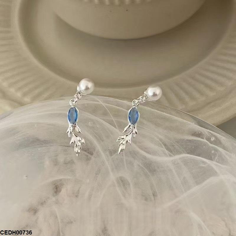 CEDH00736 YHC Pearl Leaf Drop Earrings - CEDH