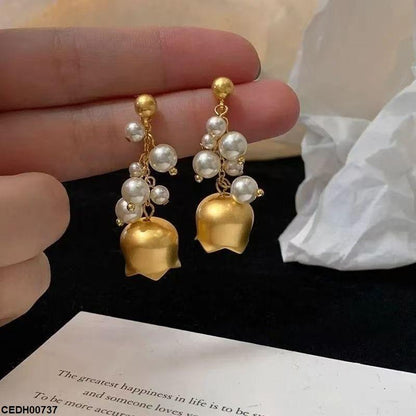 CEDH00737 YHC Pearl Bell Drop Earrings - CEDH