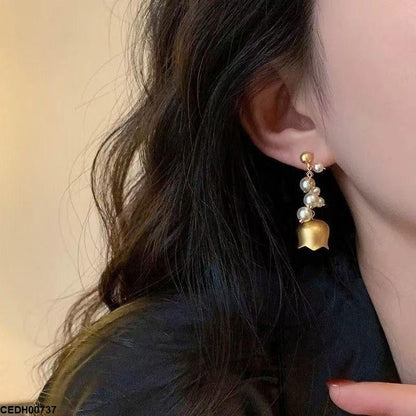 CEDH00737 YHC Pearl Bell Drop Earrings - CEDH