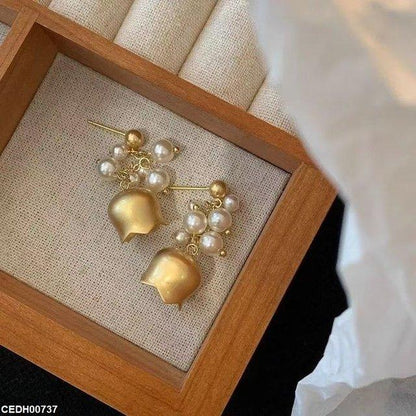 CEDH00737 YHC Pearl Bell Drop Earrings - CEDH