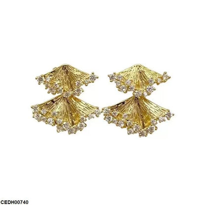 CEDH00740 YHC Double Leaf Drop Earrings - CEDH