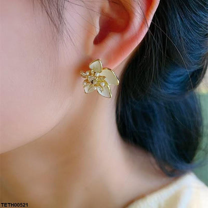 TETH00521 YHC Heart Flower Zircon Stone Tops Pair - TETH