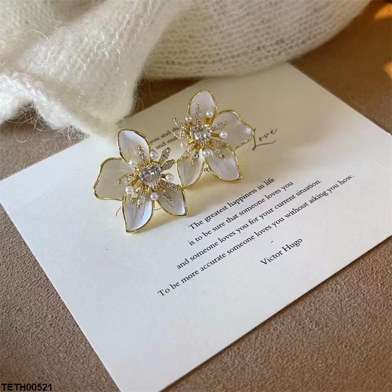 TETH00521 YHC Heart Flower Zircon Stone Tops Pair - TETH