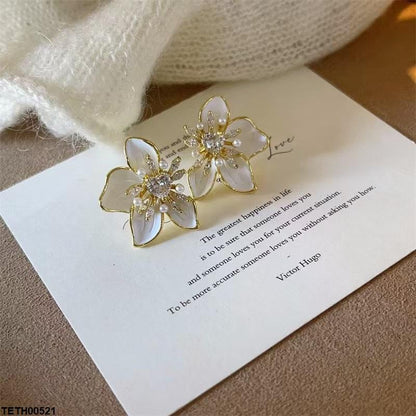 TETH00521 YHC Heart Flower Zircon Stone Tops Pair - TETH