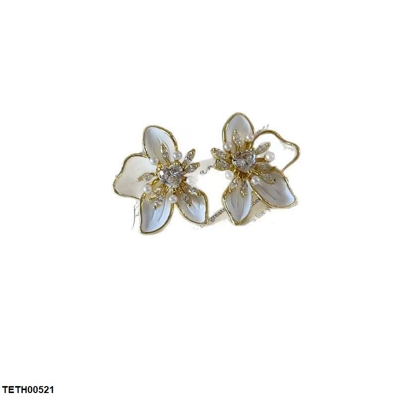 TETH00521 YHC Heart Flower Zircon Stone Tops Pair - TETH