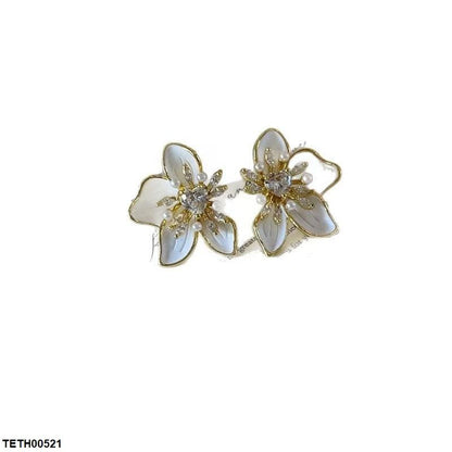 TETH00521 YHC Heart Flower Zircon Stone Tops Pair - TETH