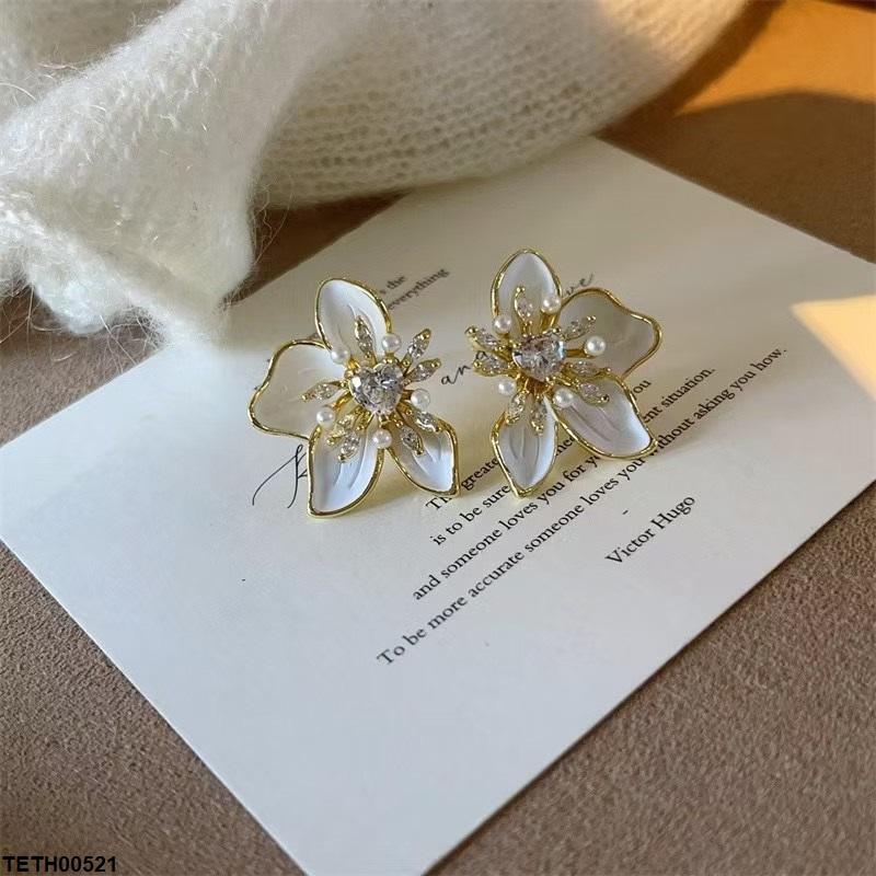 TETH00521 YHC Heart Flower Zircon Stone Tops Pair - TETH