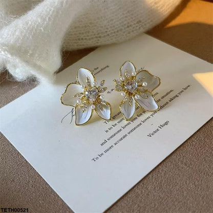 TETH00521 YHC Heart Flower Zircon Stone Tops Pair - TETH