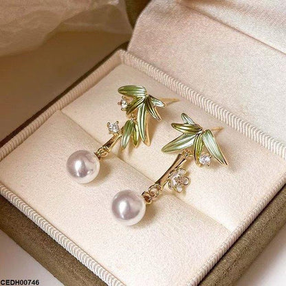 CEDH00746 YHC Date Palm Pearl Drop Earrings - CEDH