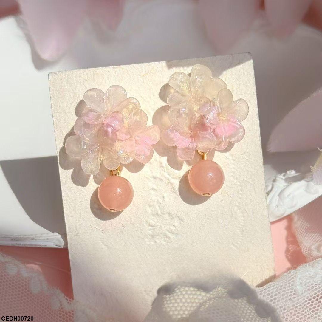 CEDH00720 YHC Rose Flower Round Drop Earrings - CEDH