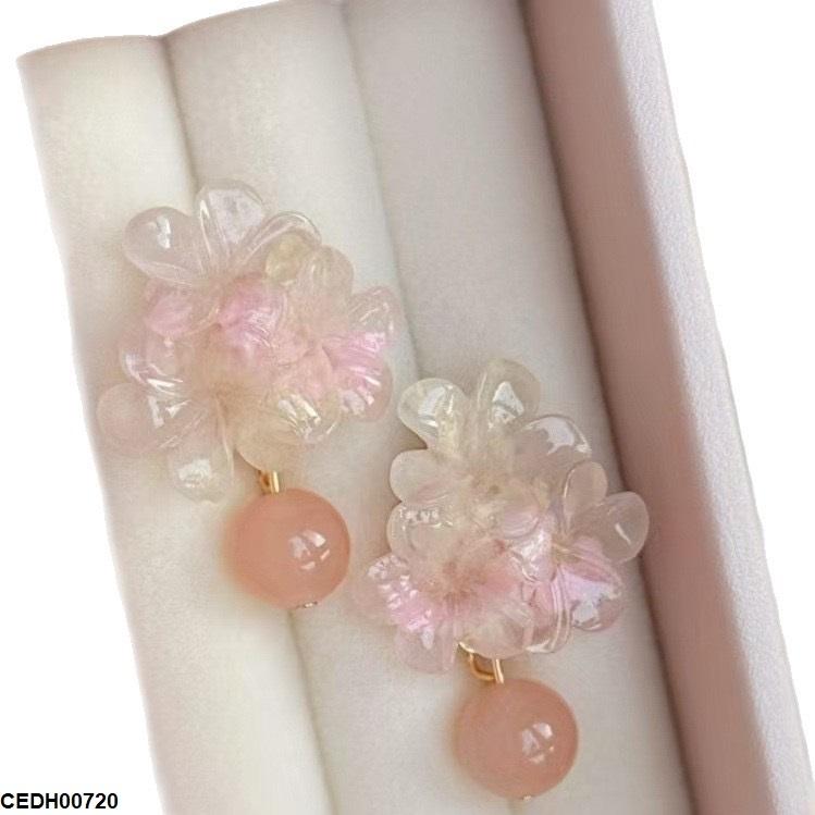 CEDH00720 YHC Rose Flower Round Drop Earrings - CEDH