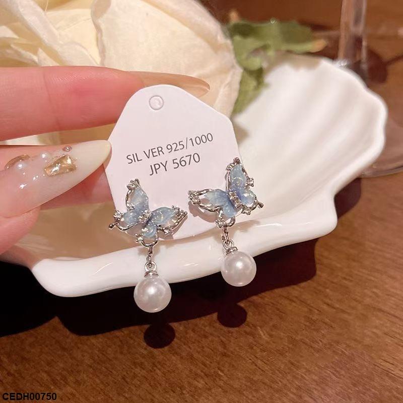 CEDH00750 YHC Butterfly Pearl Drop Earrings - CEDH