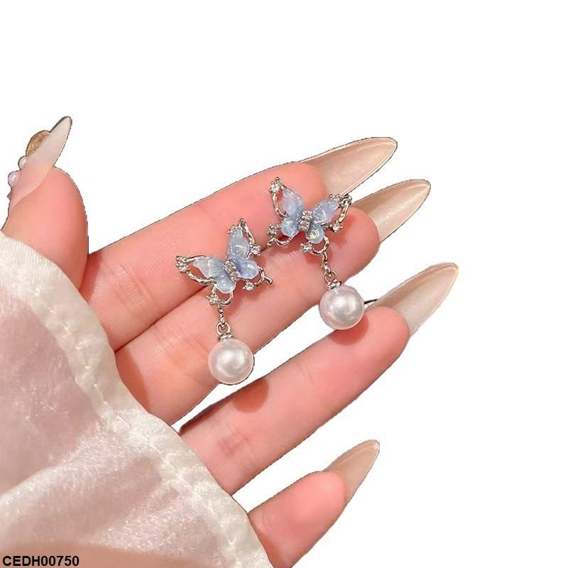 CEDH00750 YHC Butterfly Pearl Drop Earrings - CEDH