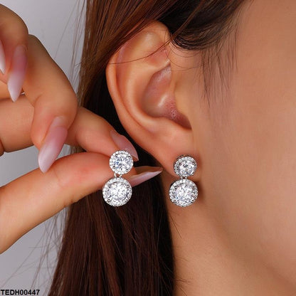 TEDH00447 KYC Round ZIRCON Stone Drop Earrings - TEDH