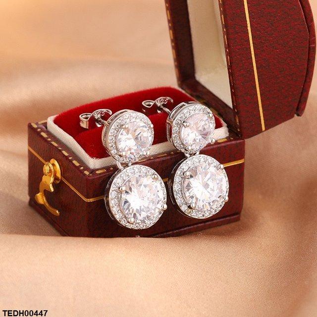 TEDH00447 KYC Round ZIRCON Stone Drop Earrings - TEDH