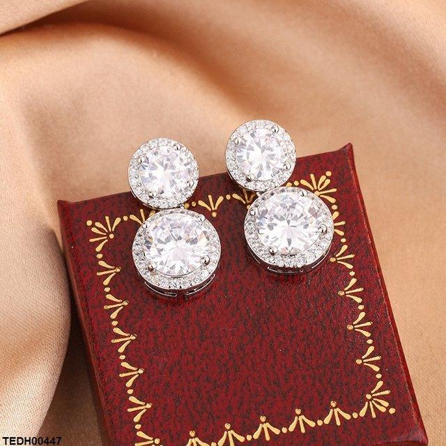 TEDH00447 KYC Round ZIRCON Stone Drop Earrings - TEDH