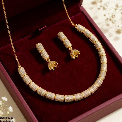 LNSH00240 RIS Imported ZIRCON Jumki Drop Necklace Set - LNSH