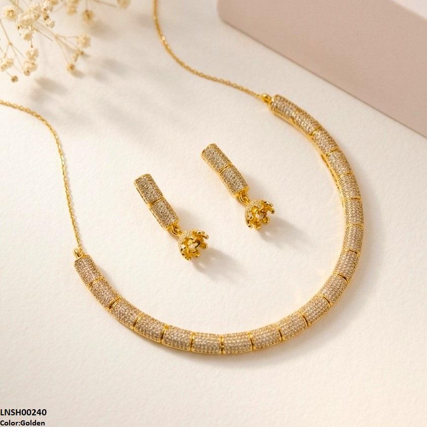 LNSH00240 RIS Imported ZIRCON Jumki Drop Necklace Set - LNSH