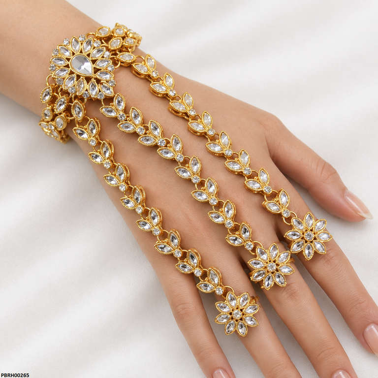 PBRH00265 FRN Three-Finger Ring Angla Bracelet Adjustable - PBRH