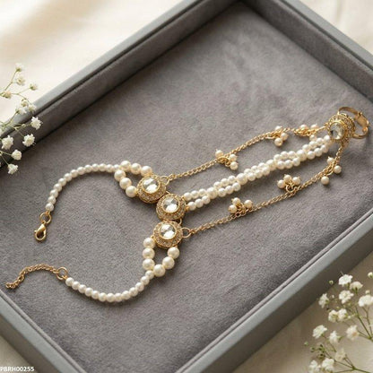 PBRH00255 ABD Pearl Round Stone Angla Bracelet Adjustable - PBRH