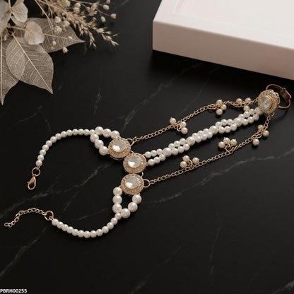 PBRH00255 ABD Pearl Round Stone Angla Bracelet Adjustable - PBRH