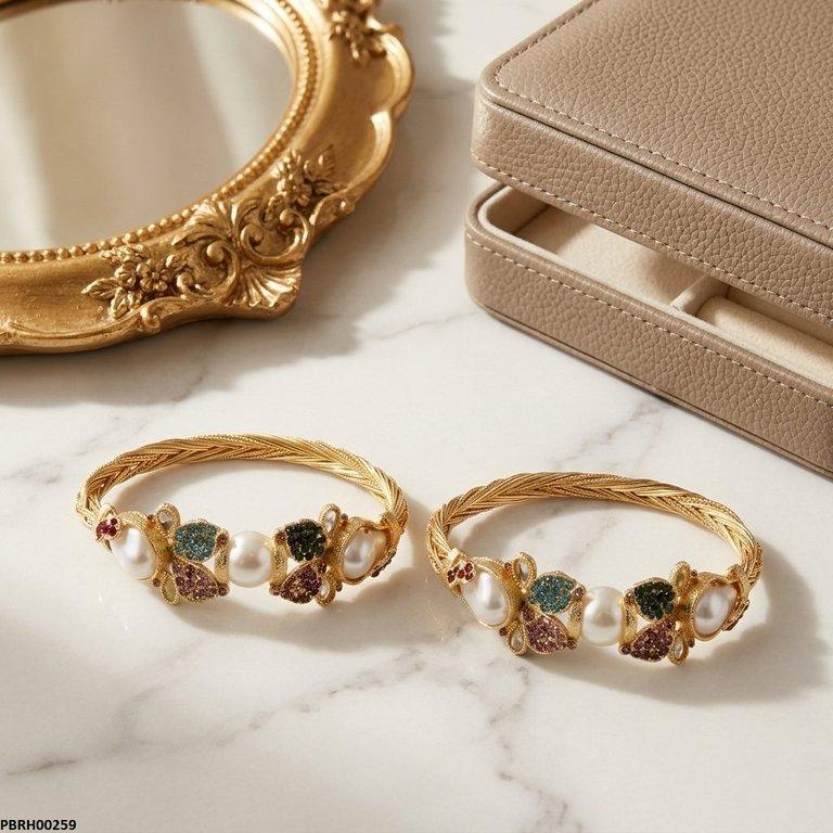 PBRH00259  AZM Pearl Leaf Bangles Set - PBRH