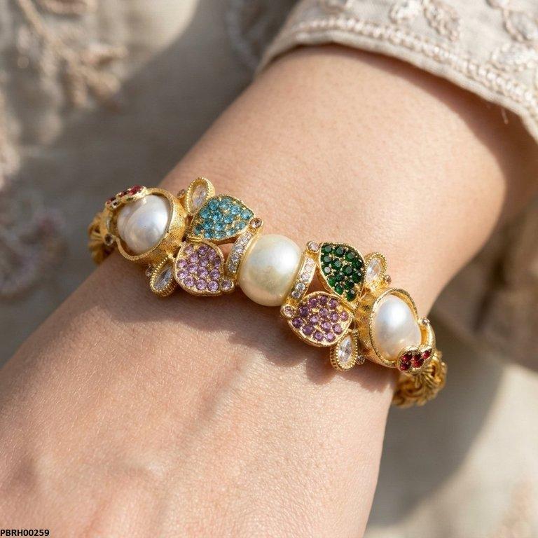 PBRH00259  AZM Pearl Leaf Bangles Set - PBRH