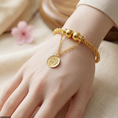 PBRH00261 MZM Coin Flower Drop Square Bangles Adjustable - PBRH