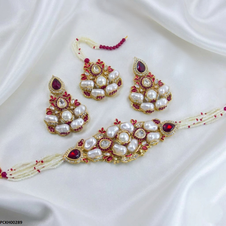 PCKH00289 SDQ Pearl Double Tear Choker Set - PCKH