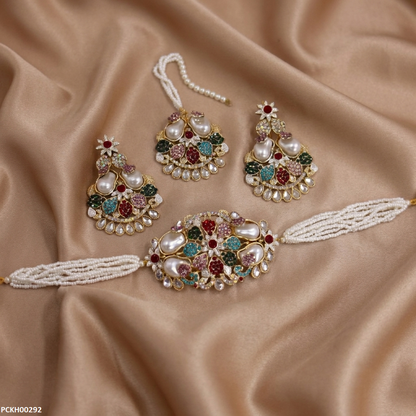 PCKH00292 SDQ Multi Flower Pearl  Choker Set - PCKH
