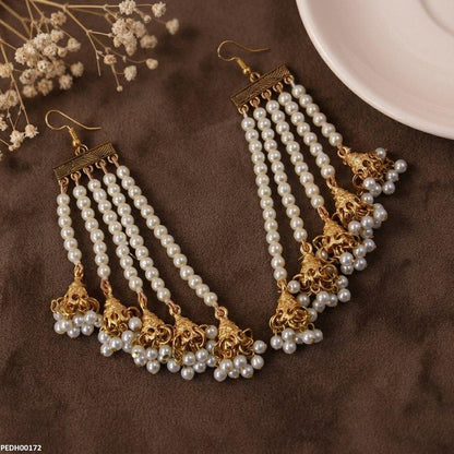 PEDH00172 FRN Pearl Layered Jhumki Drop Earrings - PEDH