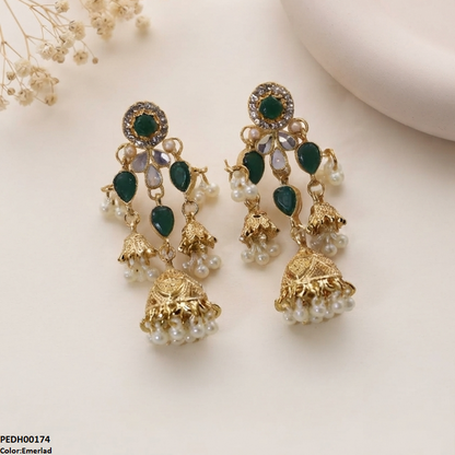 PEDH00174 SDQ Tear  Pearl Jhumki Drop Earrings - PEDH