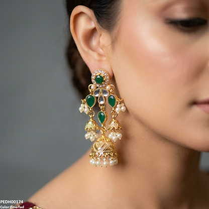PEDH00174 SDQ Tear  Pearl Jhumki Drop Earrings - PEDH