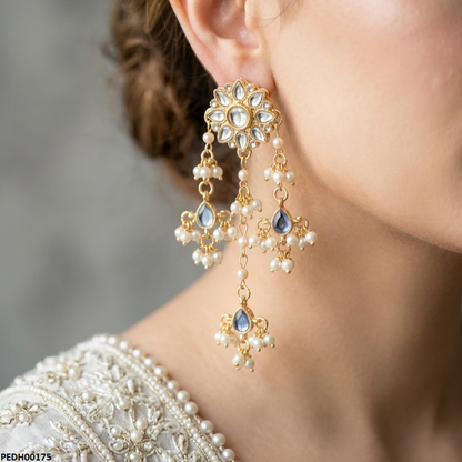 PEDH00175 SDQ Round/Tear Pearl Drop Earrings - PEDH