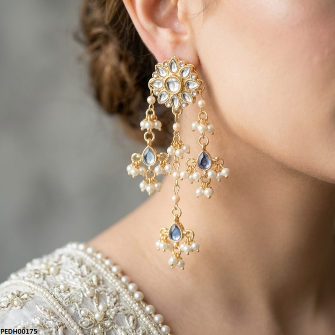 PEDH00175 SDQ Round/Tear Pearl Drop Earrings - PEDH