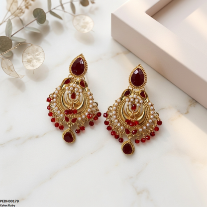 PEDH00179  SDQ Moon Tear Drop Earrings - PEDH