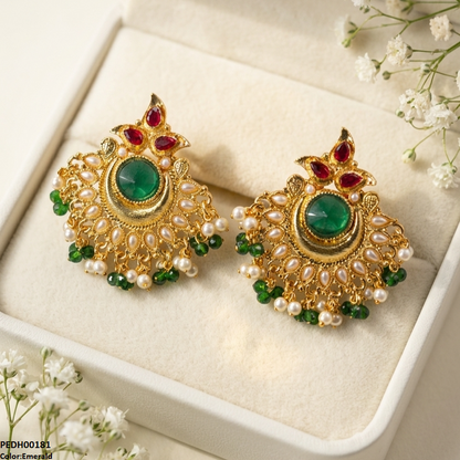 PEDH00181  SDQ Moon Pearl Drop Earrings - PEDH