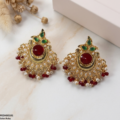 PEDH00181  SDQ Moon Pearl Drop Earrings - PEDH