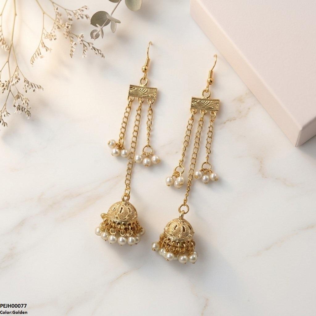 PEJH00077 ABD Layered Pearl Drop Jhumki - PEJH