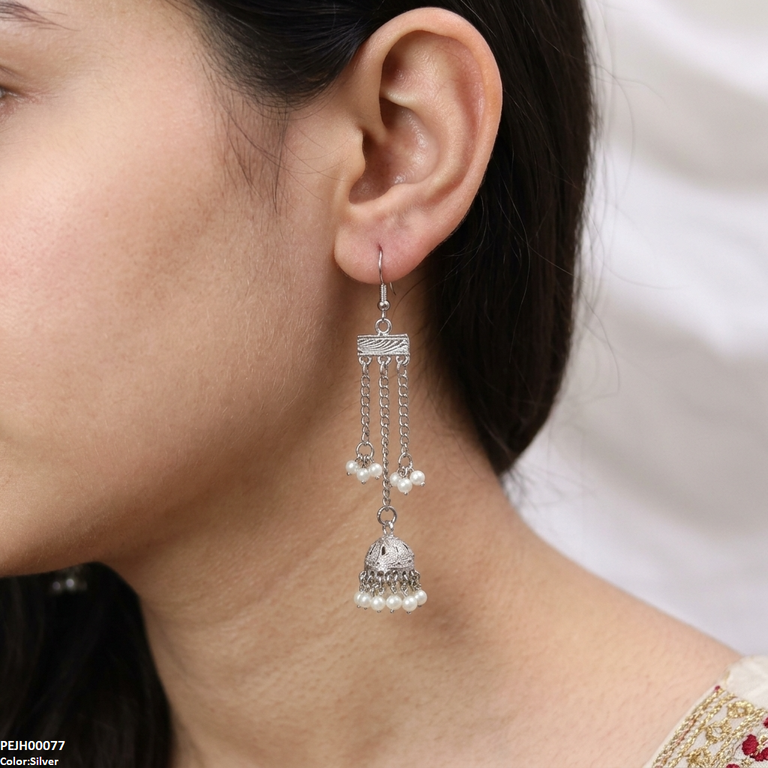 PEJH00077 ABD Layered Pearl Drop Jhumki - PEJH
