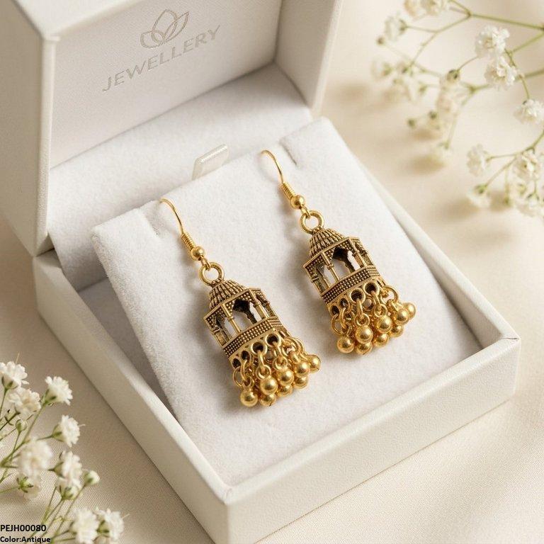 PEJH00080 ABD Dome Shape Pearl Drop Jhumki - PEJH